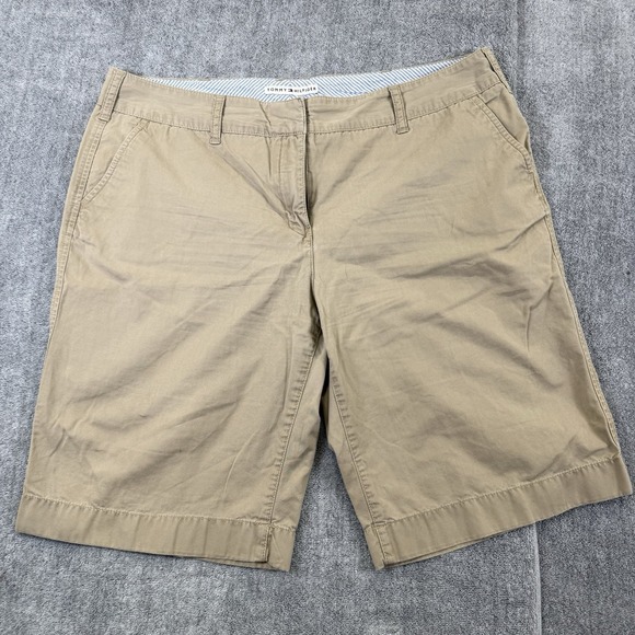 Tommy Hilfiger Khaki Chino Shorts Men's Size 16 Flat Front Casual Beige‎ Cotton - Picture 1 of 6